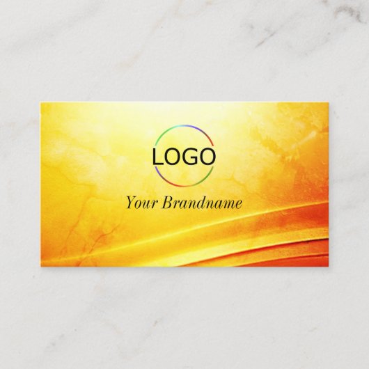 QR-Code für marmorgelb-orangefarbene Dekoration Visitenkarte (Vorderseite)