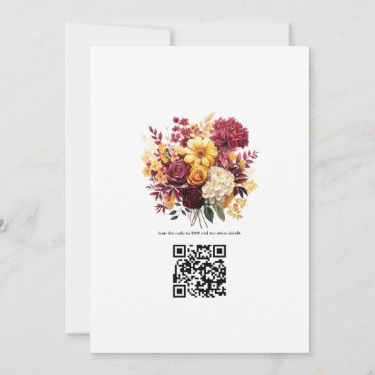 QR-Code für Maroon und Gelbe Flora Einladung (Rückseite)