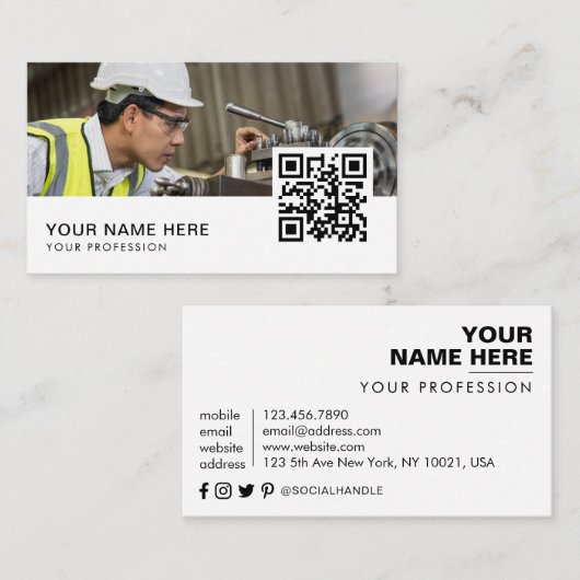 QR-Code für Maschinenbauingenieur Visitenkarte (Vorne/Hinten)