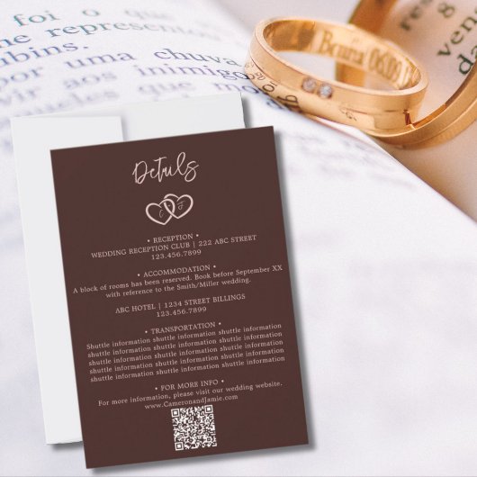 QR-Code für Minimal-Herz-Hochzeitdetails Mitteilungskarte