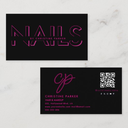 Qr-Code für Minimalistische berufliche Nägel Visitenkarte (Vorne/Hinten)
