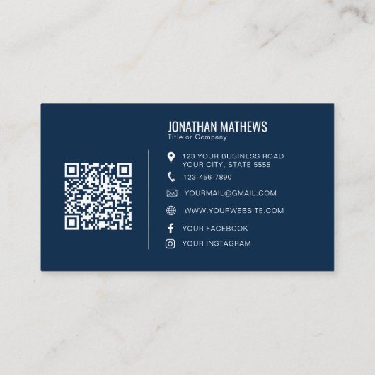 QR-Code für Minimalistische Berufliche Navy Compan Visitenkarte (Rückseite)