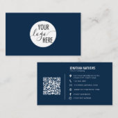 QR-Code für Minimalistische Berufliche Navy Compan Visitenkarte (Vorne/Hinten)