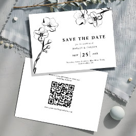 QR-Code für Minimalistische handgezeichnete, blume Save The Date