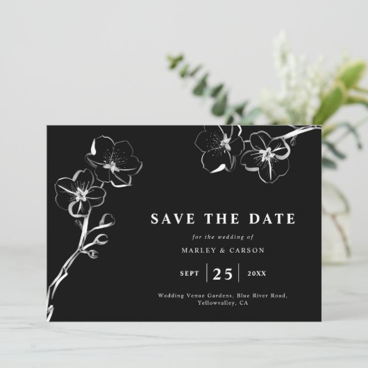 QR-Code für Minimalistische handgezeichnete schwar Save The Date (Stehend Vorderseite)