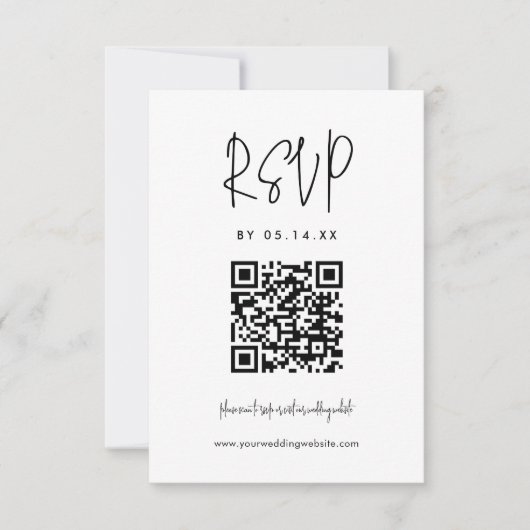 QR-Code für Minimalistische Hochzeiten RSVP Karte (Vorderseite)