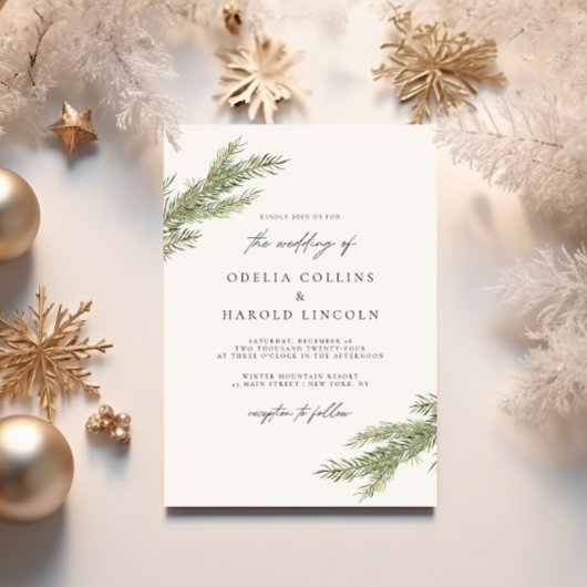 QR-Code für Minimalistische Kiefernbaum-Zweigstell Einladung