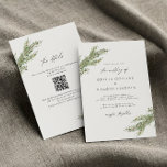 QR-Code für Minimalistische Kiefernbaum-Zweigstell Einladung<br><div class="desc">Elegant alles in einer Hochzeitseinladung mit Aquarellkiefer-Ast-Design.</div>