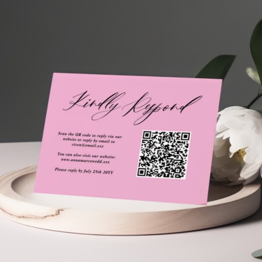 QR-Code für Minimalistische Lila Rosa Hochzeit RSVP Karte