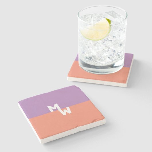 QR-Code für Minimalistische Monogramm-Quadratzoll Steinuntersetzer (Seitenansicht)