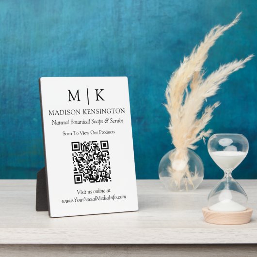 QR-Code für Minimalistische Monogramme oder Logos Fotoplatte (Seite)