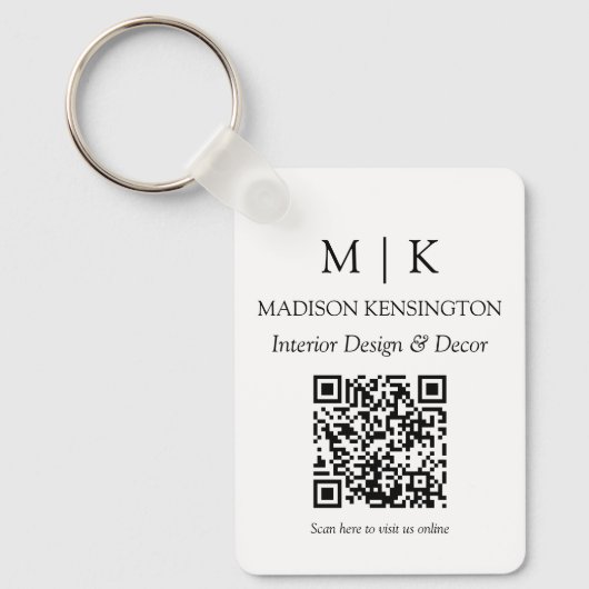 QR-Code für Minimalistische Monogramme oder Logos  Schlüsselanhänger (Vorderseite)