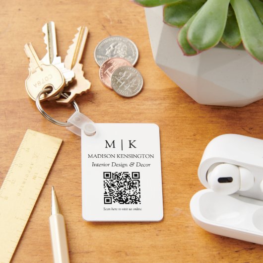 QR-Code für Minimalistische Monogramme oder Logos  Schlüsselanhänger (Schreibtisch)