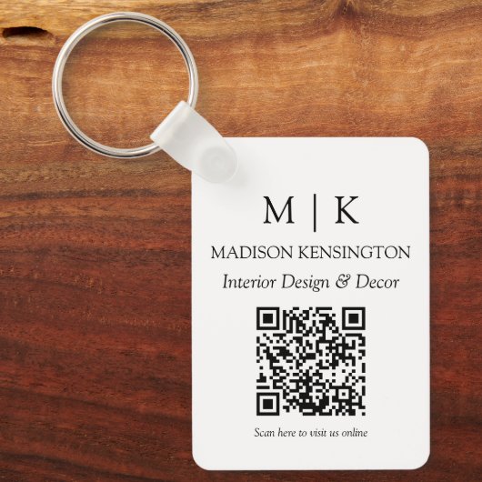 QR-Code für Minimalistische Monogramme oder Logos Schlüsselanhänger (Vorderseite)