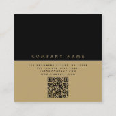 QR-Code für Minimalistische schwarze Gold-Typograf Quadratische Visitenkarte (Rückseite)