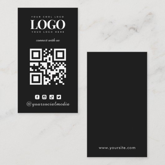 QR-Code für Minimalistische Schwarze und soziale M Visitenkarte (Vorne/Hinten)