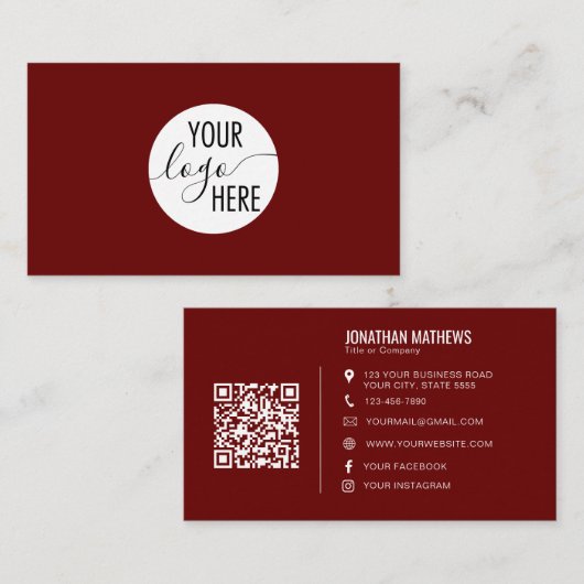 QR-Code für Minimalistisches Berufliches Rotes Unt Visitenkarte (Vorne/Hinten)