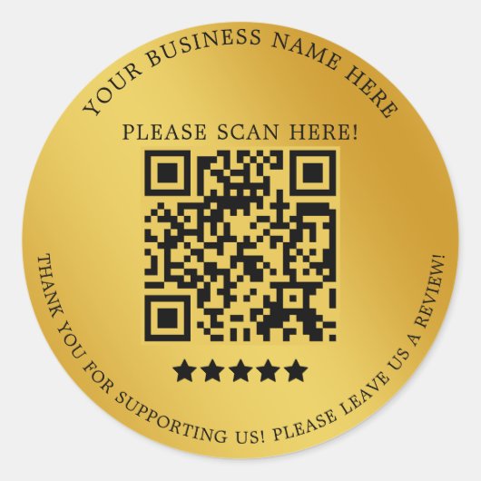 QR-Code für Minimalistisches Gold Runder Aufkleber (Vorderseite)