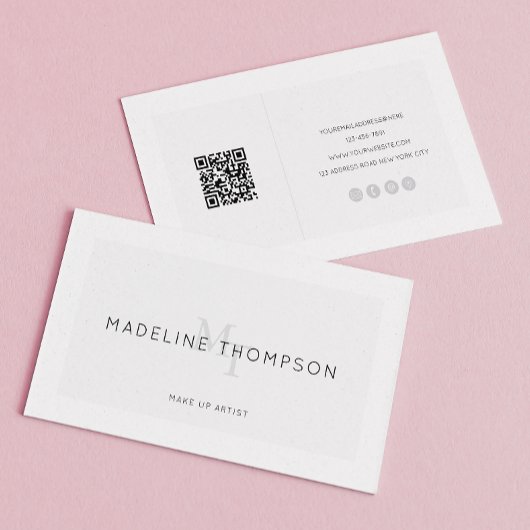 QR-Code für Minimalistisches hellgraues Monogramm Visitenkarte