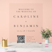 QR-Code für Minimalistisches Schwarz-weißes Hochze Acrylschild (Hochzeit)