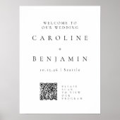 QR-Code für Minimalistisches Schwarz-weißes Hochze Poster (Vorne)