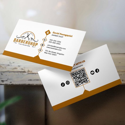 QR-Code für Minimalistisches weißes und rostbraune Visitenkarte