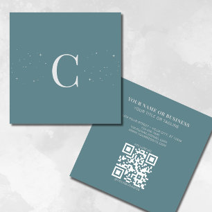 QR-Code für mit Monogramm Minimal-Celestial-Sterne Quadratische Visitenkarte