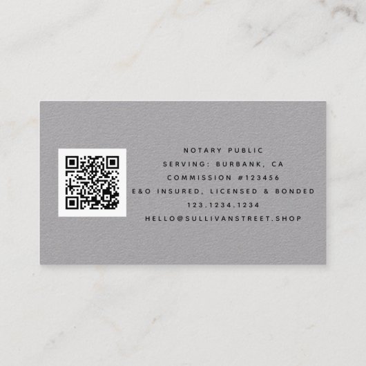 QR-Code für mobile Notare, Grau-Gold-Foil Visitenkarte (Rückseite)