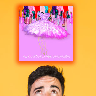 QR-Code für Mode-Dress-Logo-Glitzer-Tropfen Rosa Quadratische Visitenkarte