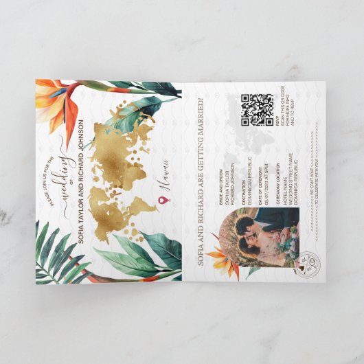 QR-Code für moderne Beach Hochzeit in Urlaubsort Einladung (Innenseite)