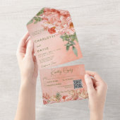 QR-Code für moderne Blush Peach Peonys All In One Einladung (Abreißen)