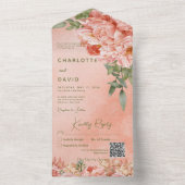 QR-Code für moderne Blush Peach Peonys All In One Einladung (Innen Boden)