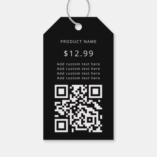 QR-Code für moderne Business-Logos, schwarze Preis Geschenkanhänger (Rückseite)