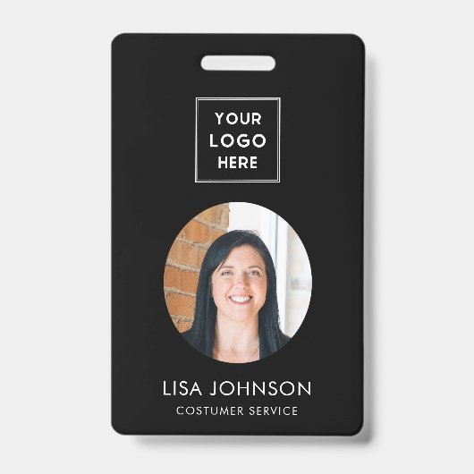 QR-Code für moderne Business-Logos - Schwarzes Abz Ausweis (Vorderseite)