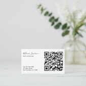 QR-Code für moderne, einfache Schwarzweiß-Logos Visitenkarte (Stehend Vorderseite)