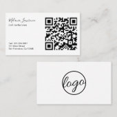 QR-Code für moderne, einfache Schwarzweiß-Logos Visitenkarte (Vorne/Hinten)