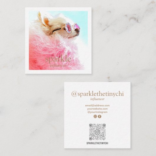 QR-Code für moderne Frame-Foto Quadratische Visitenkarte (Vorne/Hinten)