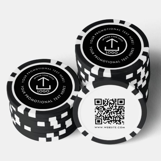 QR-Code für moderne Geschäftslogos Schwarz-weiß Pokerchips (Stapel)