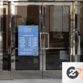 QR-Code für moderne Geschäftsöffnungszeiten Blau Fensteraufkleber (Büro Tür)