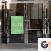 QR-Code für moderne Geschäftsöffnungszeiten Grün Fensteraufkleber (Büro Tür)