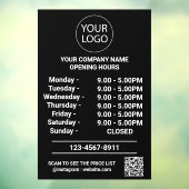 QR-Code für moderne Geschäftsöffnungszeiten schwar Fensteraufkleber (Blatt 3)