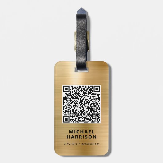 QR-Code für moderne Gold-Business-Logos Gepäckanhänger (Rückseite vertikal)
