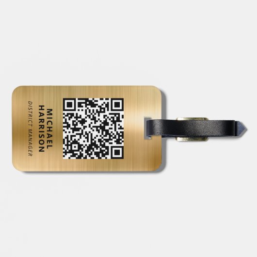 QR-Code für moderne Gold-Business-Logos Gepäckanhänger (Rückseite horizontal)
