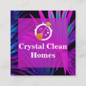 QR-Code für moderne Hausreinigung: Haushaltshilfe Quadratische Visitenkarte (Vorderseite)