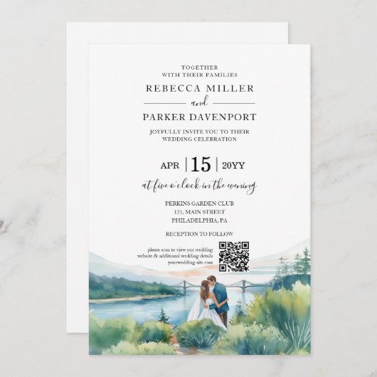 QR-Code für moderne Hochzeiten Einladung (Vorne/Hinten)