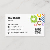 QR-Code für moderne mechanische Logos Visitenkarte (Rückseite)