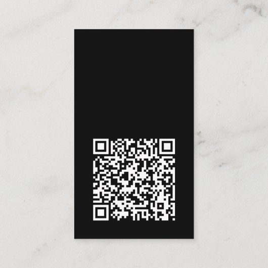 QR-Code für moderne Minimalistische schwarze, vert Visitenkarte (Rückseite)