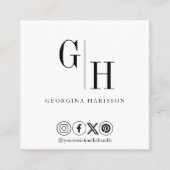 QR-Code für moderne Monogram-Logos weiß Quadratische Visitenkarte (Vorderseite)