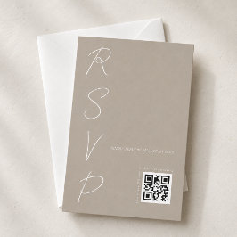 QR-Code für moderne neutrale Hochzeitsszeiten RSVP Karte