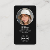 QR-Code für moderne Profile Foto Schwarz-weiß Visitenkarte (Vorderseite)